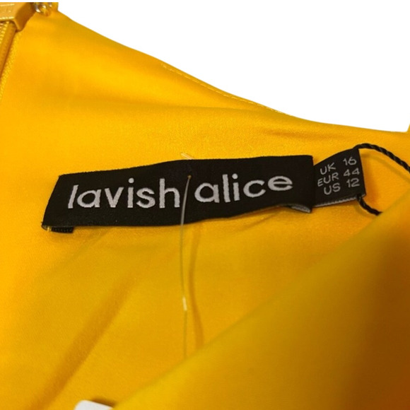 Lavish Alice Yellow Cowl Neck Midi Dress Size 12 NWT Cocktail Party - Picture 5 of 6